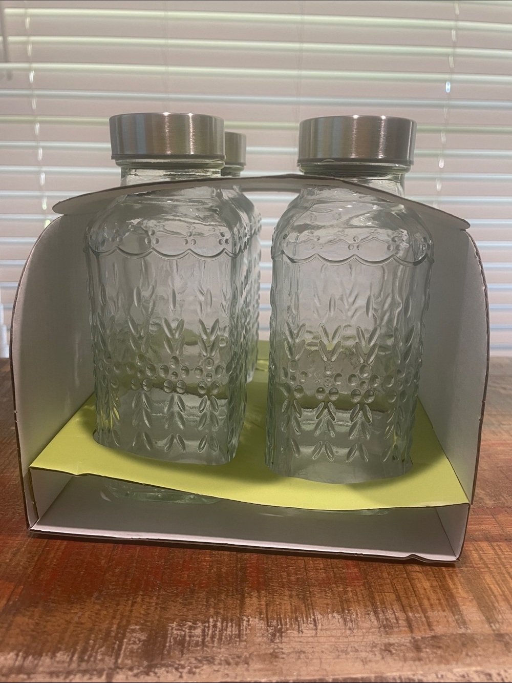 Gourmet Kitchen Clear Glass 12 Ounce Bottle with Metal Lid (Set - 4 Pack) - Picture 2 of 4